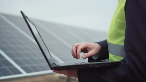The worker with laptop on site Stock Footage 100553253