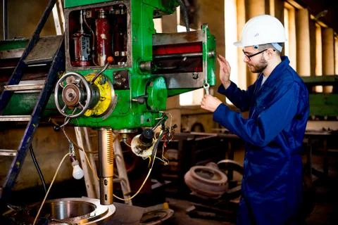 Worker with lathe Stock Photos