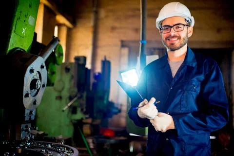 Worker with lathe Stock Photos