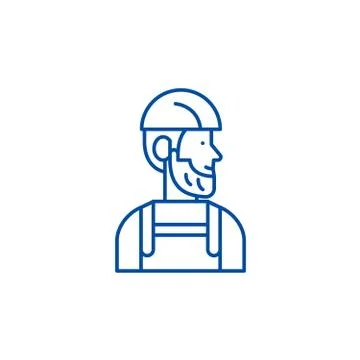 Worker line icon concept. Worker flat vector symbol, sign, outline illustration Illustrazione stock