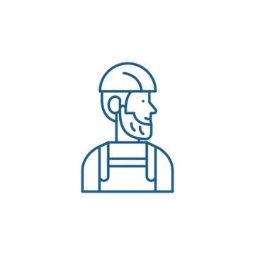 Worker line icon concept. Worker flat vector symbol, sign, outline illustration Stock Illustration