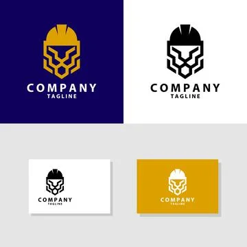 Worker lion head logo design vector Stock Illustration