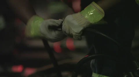 Worker loosening cable Stock Footage 44286446