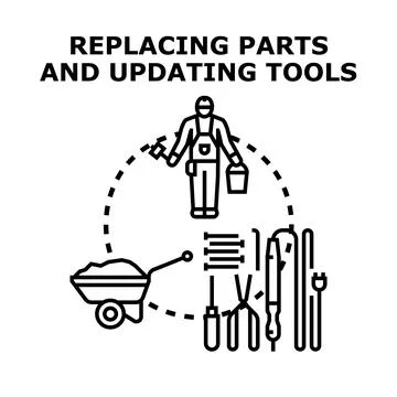 Worker maintaining tools and equipment for service Stockillustratie