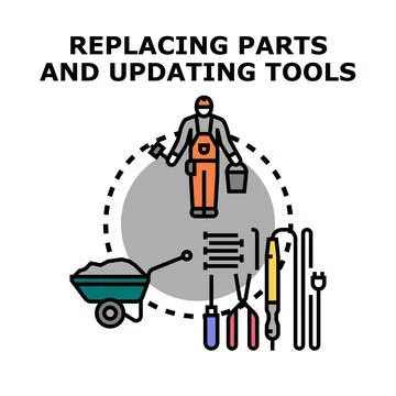 Worker maintaining tools and equipment for service Stock Illustration
