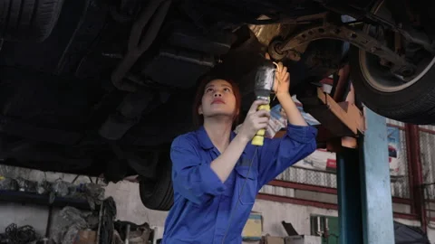 Worker maintenance under the car Stock Footage 177939963