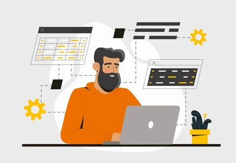 Worker make analysis Illustrazione stock