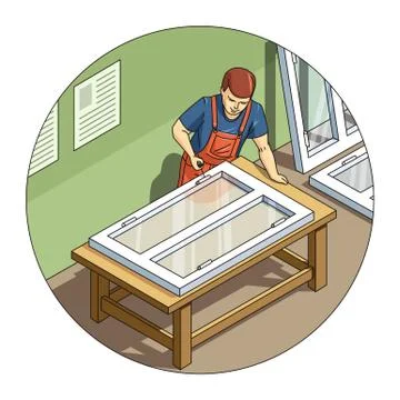 Worker make window Ilustración de archivo