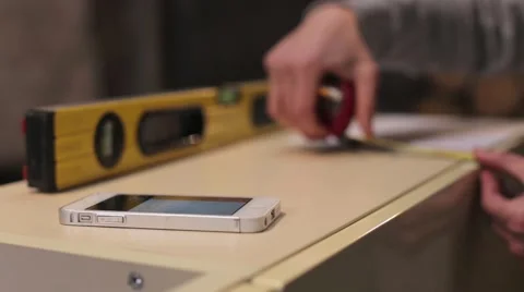 Worker Makes Calculations on the Phone Stock Footage 51859453