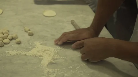 Worker making dumplings. Close up. Slow motion.  Video stock 78884699