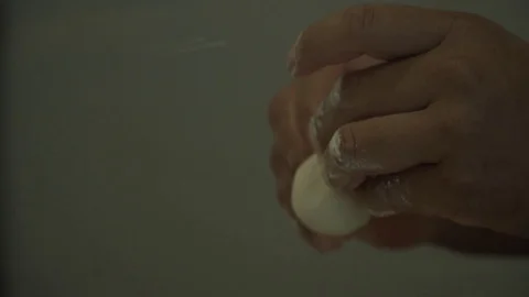 Worker making dumplings. Close up. Slow motion.  Video stock 78884892