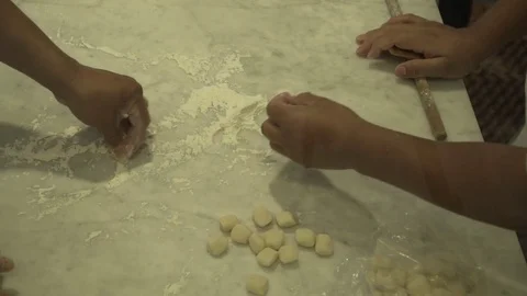 Worker making dumplings. Close up. Slow motion.  Video stock 78885588