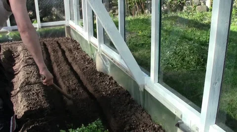 A worker making a furrow Stock Footage 24698111