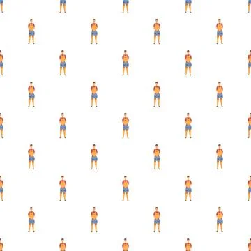 Worker man character standing seamless pattern background 스톡 일러스트