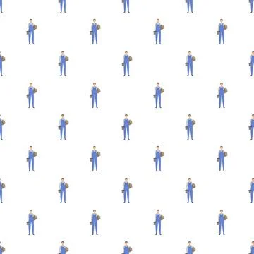 Worker man delivering package seamless pattern background Stock Illustration