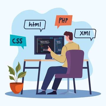 Worker man of developer web Stock Illustration