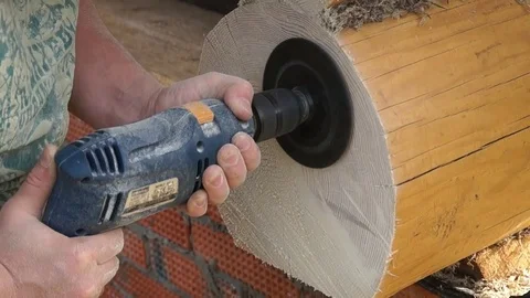 Worker man with electric sander tool Stock Footage 79923669