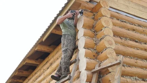 Worker man with electric sander tool Stock Footage 79923685