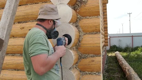 Worker man with electric sander tool Stock Footage 79997791