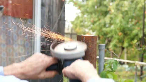 Worker man with electric tool Stock Footage 80330221