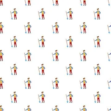 Worker man holding shovel constructing pattern background イラスト素材
