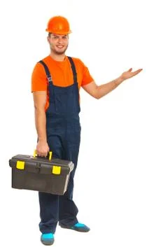 Worker man making presentation Foto stock