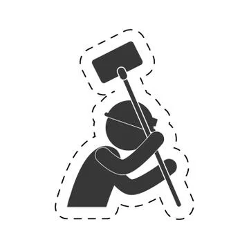 Worker man mining tool helmet light figure pictogram 스톡 일러스트