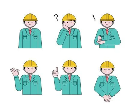 Worker man with various expressions Stock Illustration