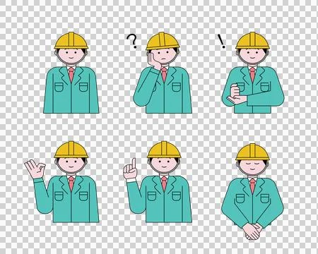 Worker man with various expressions Stock Illustration