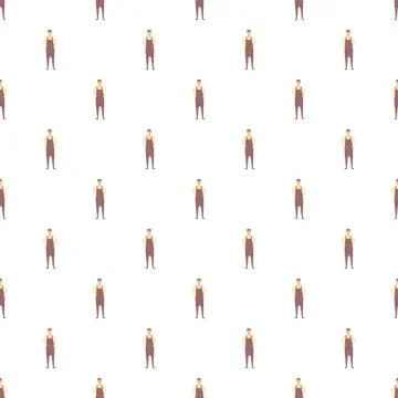 Worker man wearing apron seamless pattern background Stock Illustration