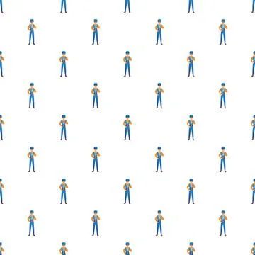 Worker man wearing blue overalls repeating pattern Stock Illustration
