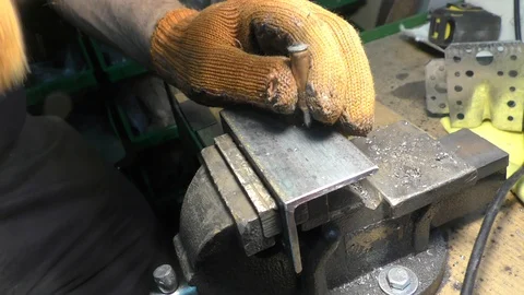 Worker marks the place for drilling. Video stock 118537919