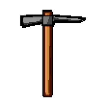 Worker masons hammer pixel art vector illustration Stock Illustration
