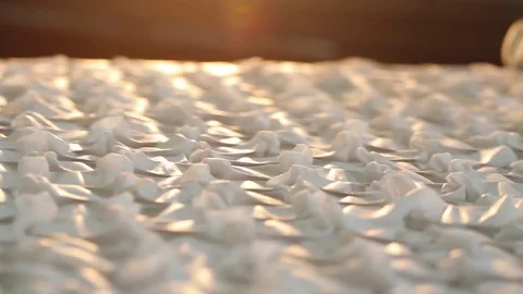 Worker with mattress fabric Video stock 77045008