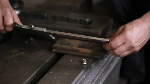 Worker measuring the detail with caliper closeup Stock Footage 70208057