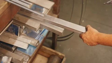 Worker Measuring Metal Bar With Vernier Caliper in Workshop Stock Footage 337191023