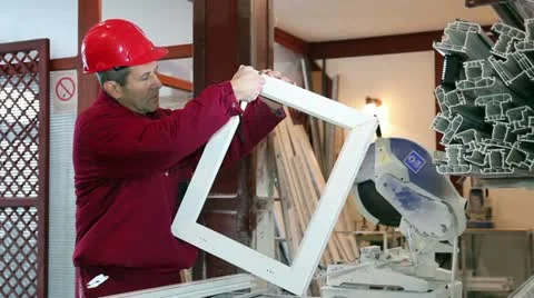 Worker Measuring Window Frame Stock Footage 20615955