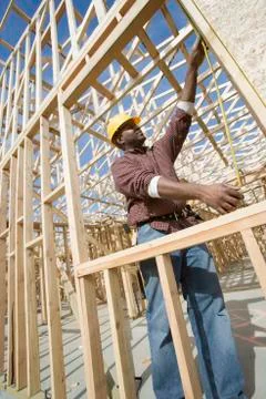 Worker Measuring Window Frame Stock Photos