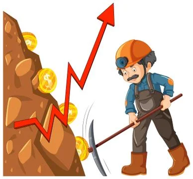 A Worker Mining Cyber Coin Stock Illustration