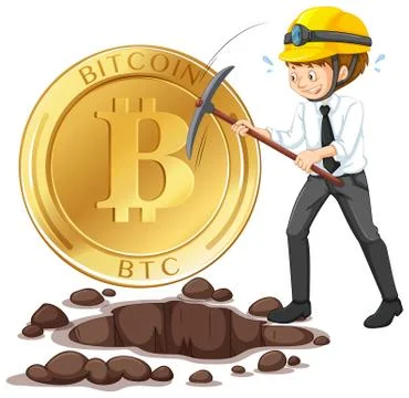 A Worker Mining Cyber Coin Stock Illustration