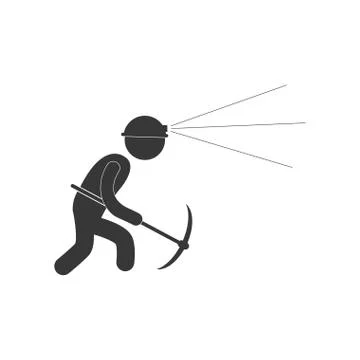 Worker mining pick axe helmet light figure pictogram 스톡 일러스트