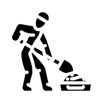 Worker mixing cement glyph icon vector illustration Stock Illustration