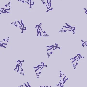 Worker mixing cement glyph vector seamless pattern Stock Illustration
