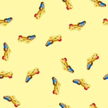 Worker mixing cement isometric icon seamless pattern Illustrazione stock