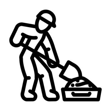 Worker mixing cement line icon vector illustration Stock Illustration
