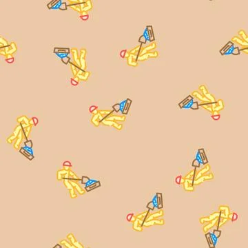 Worker mixing cement vector seamless pattern 스톡 일러스트
