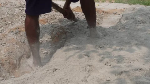 Worker Mixing Concrete Stock Footage 336685161