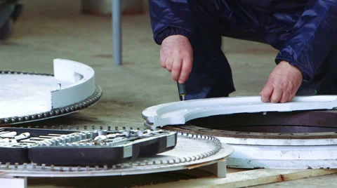 Worker mounting equipment close up Stock Footage 62470452