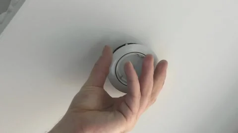 Worker mounting new LED ceiling lamp Stock Footage 52159448