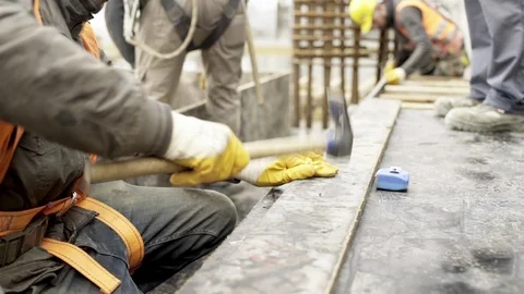 Worker nailing Stock Footage 124260730
